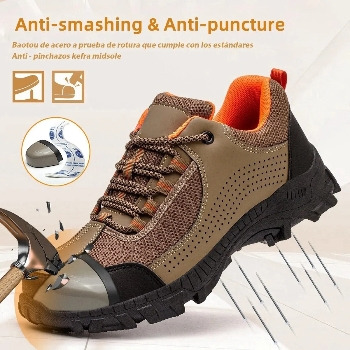 Scarpe antinfortunistiche da lavoro, scarpe industriali, scarpe da lavoro protettive con punta in acciaio antiperforazione.