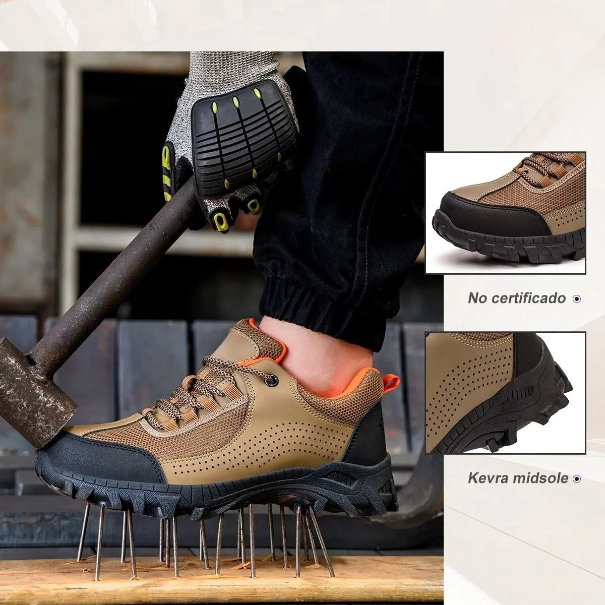 Scarpe antinfortunistiche da lavoro, scarpe industriali, scarpe da lavoro protettive con punta in acciaio antiperforazione.