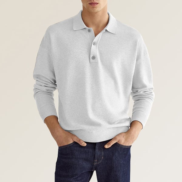 Jacob – Polo da uomo Casual con Revers larghi e Maniche Lunghe