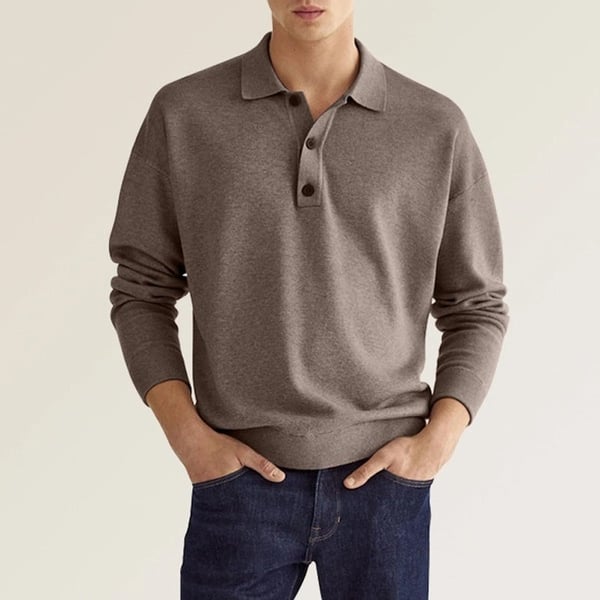 Jacob – Polo da uomo Casual con Revers larghi e Maniche Lunghe