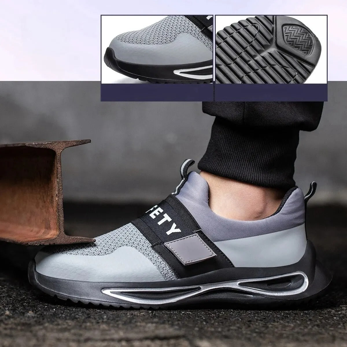 Scarpe antinfortunistiche, scarpe protettive casual leggere e traspiranti con velcro, punta in acciaio, intersuola in Kevlar